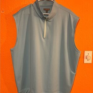 Peter Millar Light Blue Sleeveless Zip Mock-Neck Top